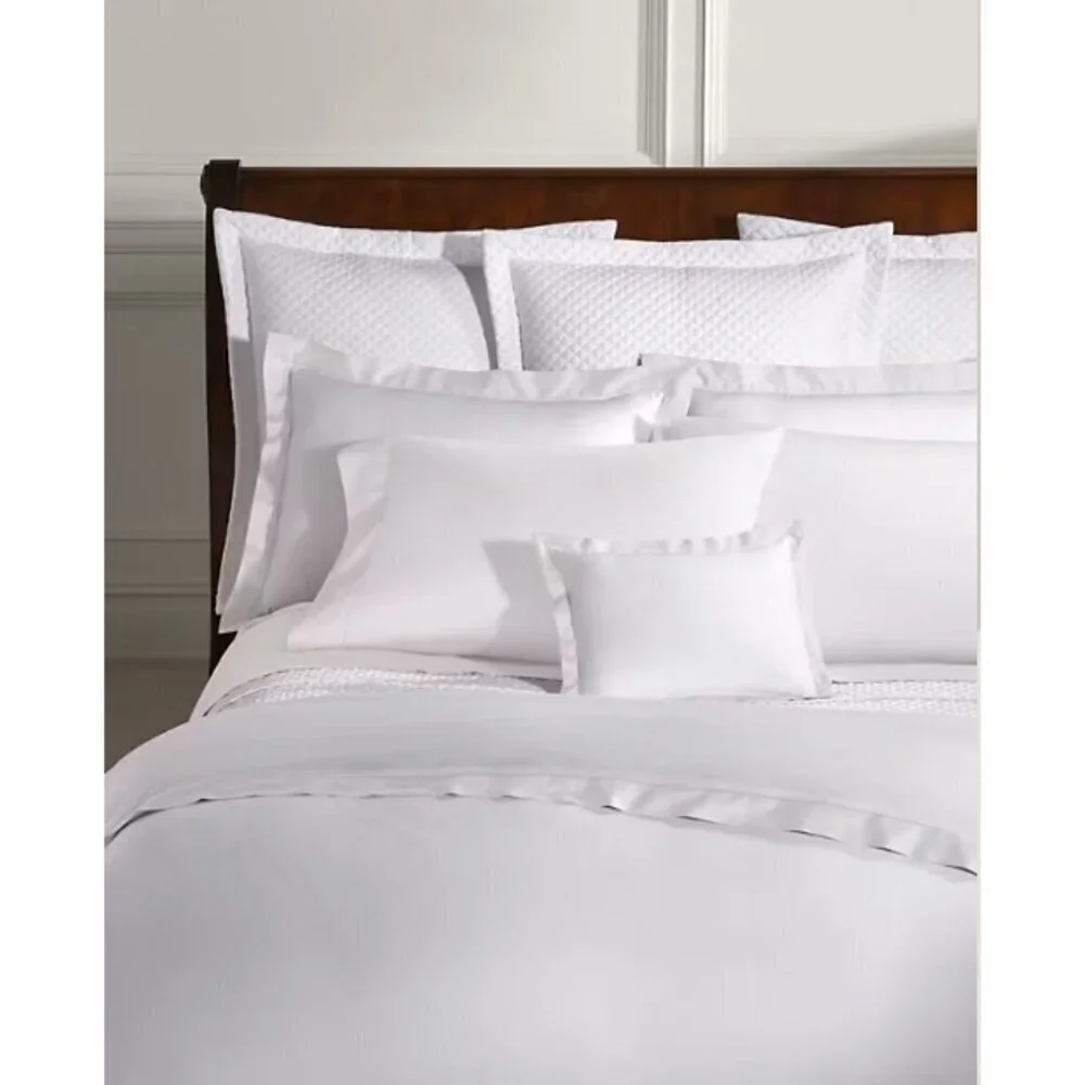 New Ralph Lauren Organic Sateen Border King Duvet Cover Parchment White
